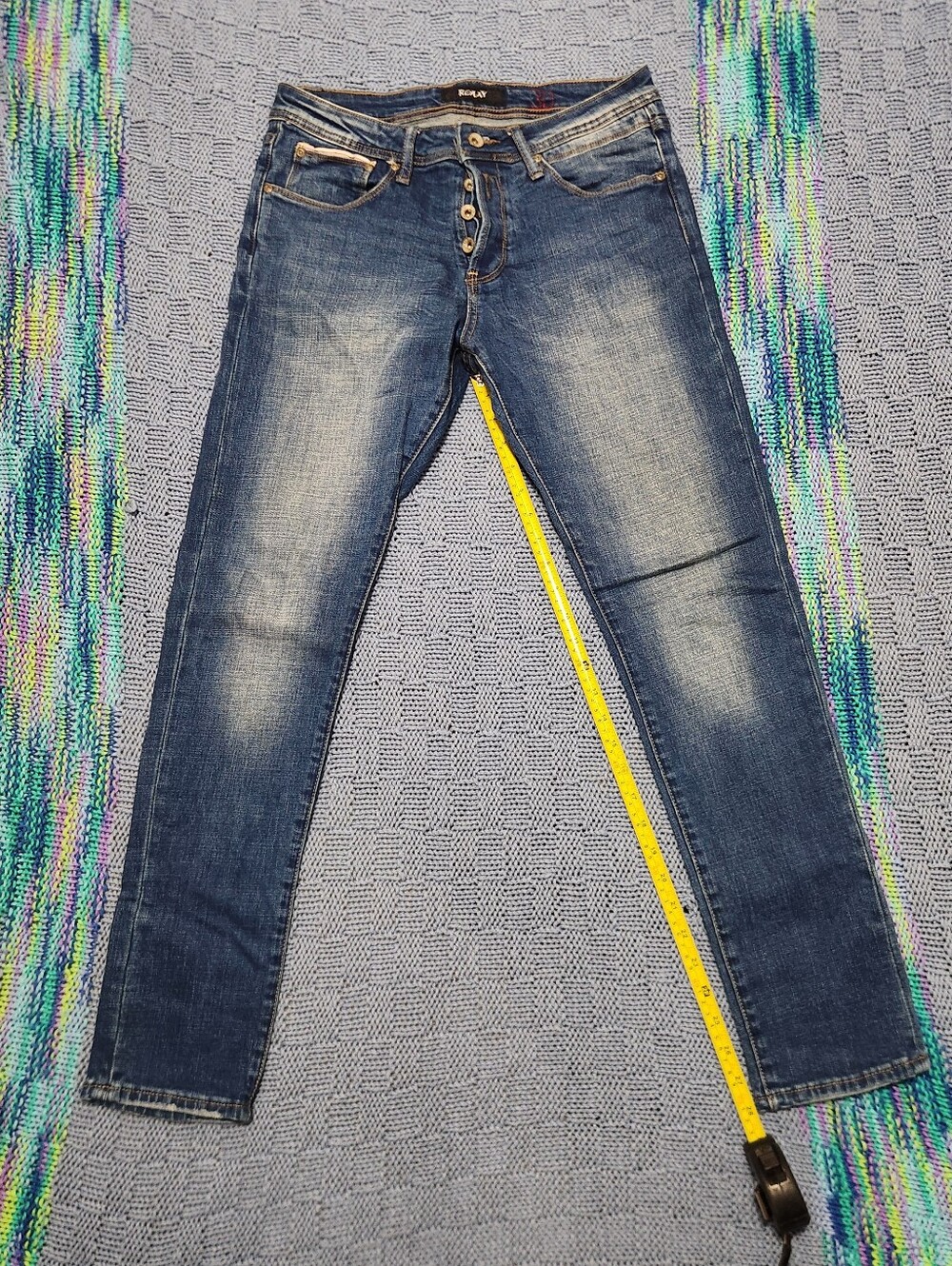 Replay Men’s Skinny Light Blue Jeans W30 L30 Button And Button Closure